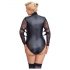 Cottelli Bondage Plus Size - bodi s čipkastim rukavima (crni)  - 2XL