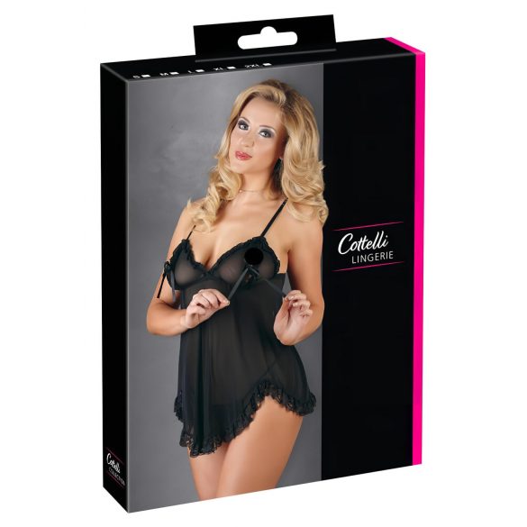 Cottelli - Lagana, nabrana babydoll spavaćica (crna) - L