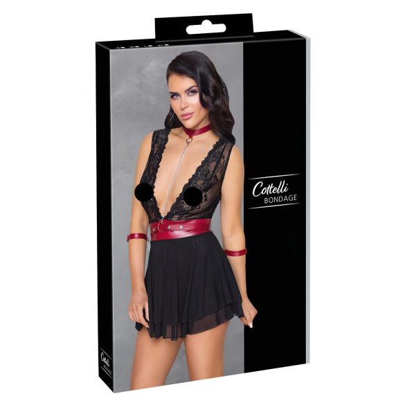 Cottelli Bondage - dječja lutka od čipke s trakom oko vrata (crna)  - XL