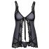 Kissable - babydoll otvorena traka (crna)  - L/XL