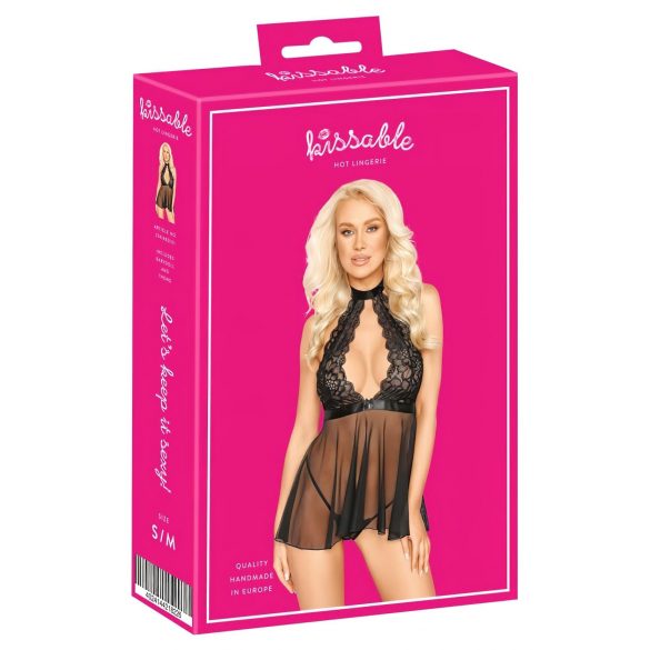 Kissable - halter lace babydoll (crna) 