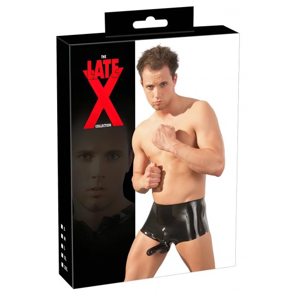 LATEX - bokserica s omotom za penis (crna)  - L/XL