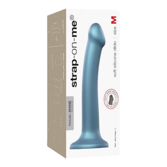 Strap-on-me Metallic Shine M - dildo prilagođen koži - srednji (metalno plava) 