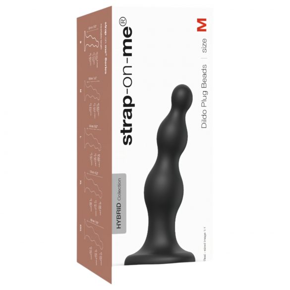 Strap-on-me Beads M - perle, strap-on dildo (crni) 