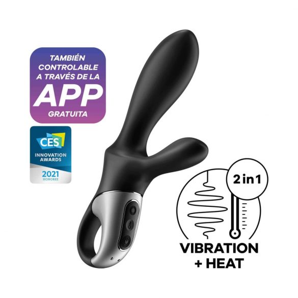 Satisfyer Heat Climax+ - pametni, grijaći, polužni analni vibrator (crni) 