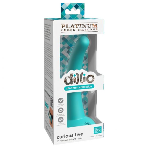 Dillio Curious Five - silikonski dildo s prijanjajućom bazom (15 cm) - tirkizni