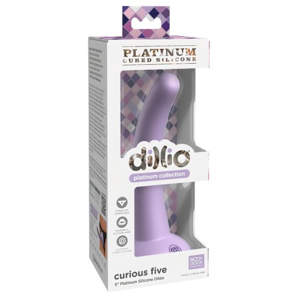 Dillio Curious Five - silikonski dildo s vakuumskim postoljem (15 cm) - ljubičasta