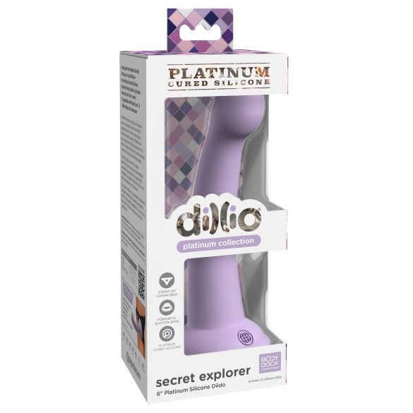 Dillio Secret Explorer - dildo s vakuumskim postoljem u obliku gljive (17 cm) - ljubičasti