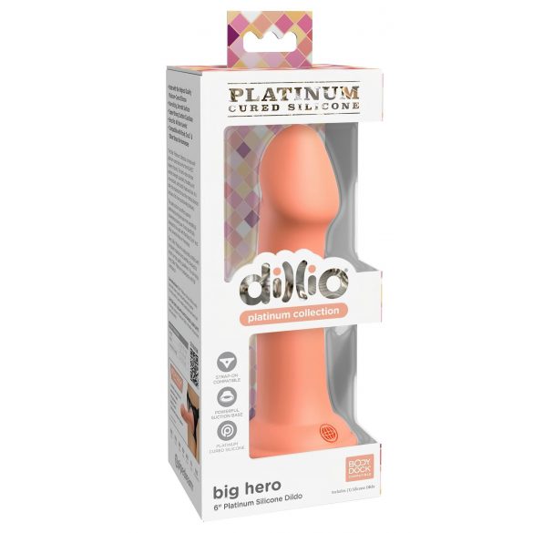 Dillio Big Hero - silikonski dildo (17cm) - narančasti 