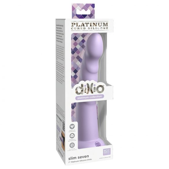 Dillio Slim Seven - stimulirajući dildo s vakuumskom bazom (20 cm) - ljubičasti