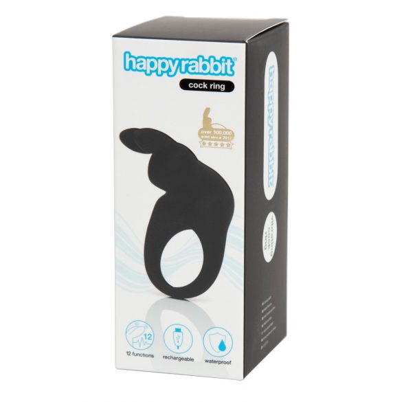 Happyrabbit Cock - punjivi vibrirajući prsten za penis (crni) 