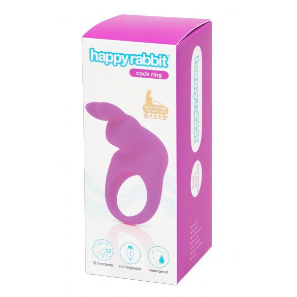 Happyrabbit Cock - punjivi vibrirajući prsten za penis (ljubičasti) 