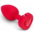 b-vibe heart - punjivi, radijski analni vibrator (crveni)