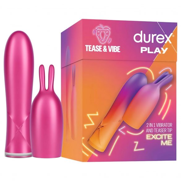 Durex Tease & Vibe - bežični štapni vibrator sa zečićem stimulatorom klitorisa (roza) 