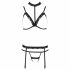 Passion Devil Shelly Lace Body Harness Lingerie Trio (crna)  - L/XL