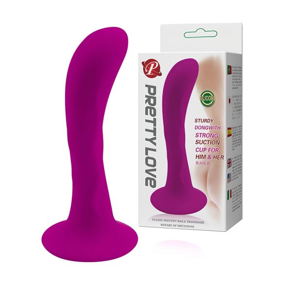 Pretty Love analni čep - analni dildo s postoljem, zakrivljen (ružičasti)