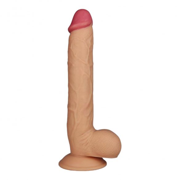 Lovetoy King-Sized - realistični testikularni dildo s vakuumskom čašicom - 25 cm (prirodni) 