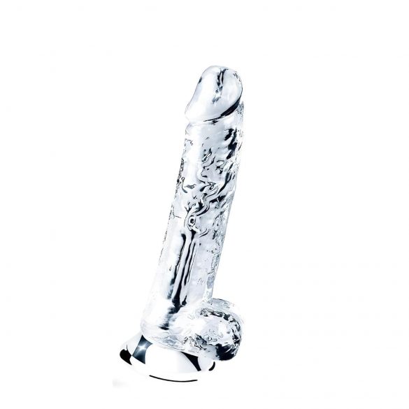 Lovetoy Flawless Clear - vakuumska čašica, dildo za testise - 19 cm (proziran) 