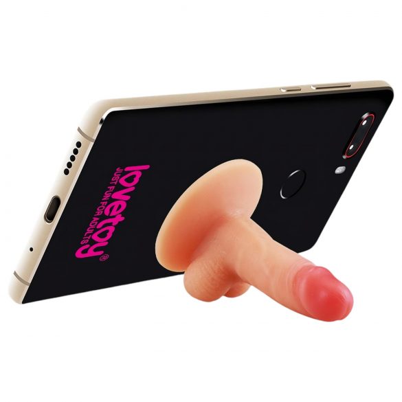 Lovetoy - držač za telefon s vakuumskim postoljem - mini dildo (prirodni)