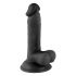 Mr. Rude - realističan dildo s ljepljivim potplatima, testisi - 17 cm (crni) 