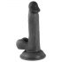 Mr. Rude - realističan dildo s ljepljivim potplatima, testisi - 17 cm (crni) 