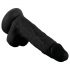 Mr. Rude - realističan dildo s ljepljivim potplatima, testisi - 19 cm (crni) 