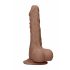 RealRock Dong 7 - realističan, dildo za testise (17 cm) - tamno prirodan 