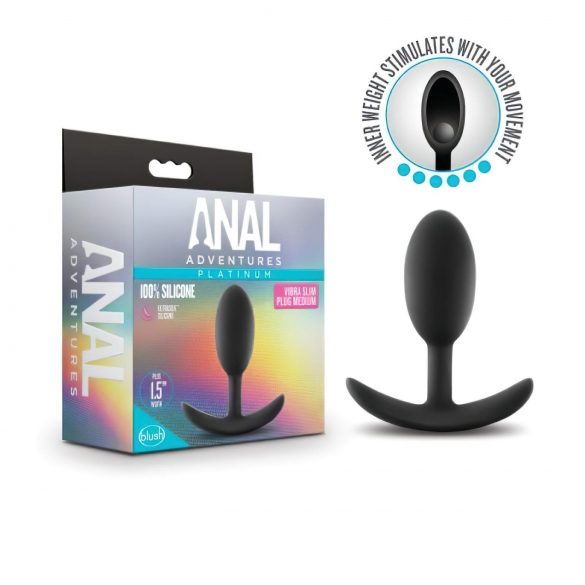 Anal Adventures Platinum M - analni čep - crni (srednji)