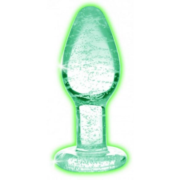 Booty Sparks Glow in the Dark - stakleni analni dildo (proziran) - mali 