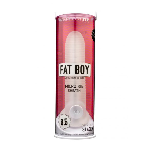 Fat Boy Micro Ribbed - navlaka za penis (17 cm) - mliječno bijela