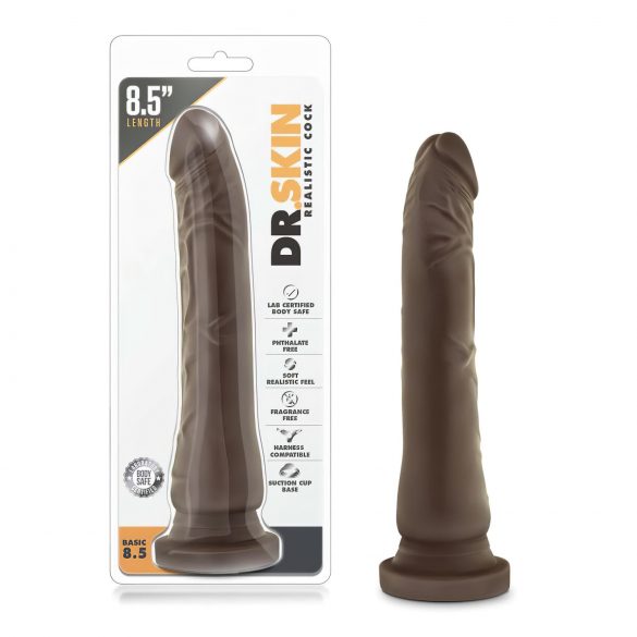 Dr. Skin 8.5 - realističan dildo s vakuumom - smeđi (20,5 cm) 