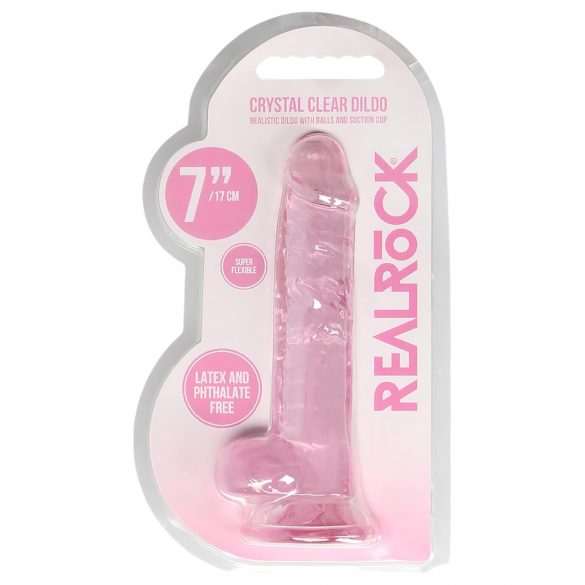 REALROCK - proziran realistični dildo - ružičasti (17 cm) 