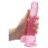 REALROCK - proziran realistični dildo - ružičasti (19 cm) 