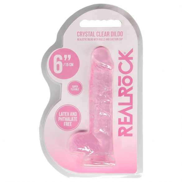 REALROCK - proziran realistični dildo - ružičasti (15 cm) 