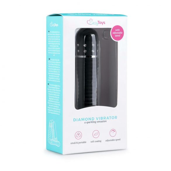 Easytoys Diamond Ribbed - rebrasti štapni vibrator (crni) 