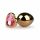 Easytoys Metal No.7 - pink stone heart cone analni dildo - gold (3cm) 