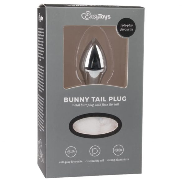 Easytoys Bunny NO1 - metalni analni dildo sa zečjim repom (srebrno-bijeli) 