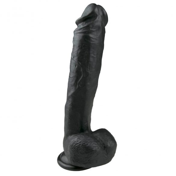 Easytoys - veliki dildo (26,5 cm) s vakuumskim čašicama - crni  