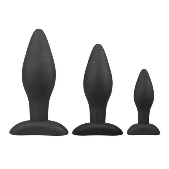 Easytoys Rocket - analni dildo set - crni (3 dijela) 