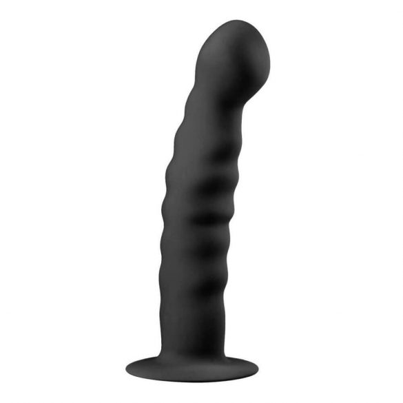 Easytoys Ribbed - analni dildo (14 cm) - crni 