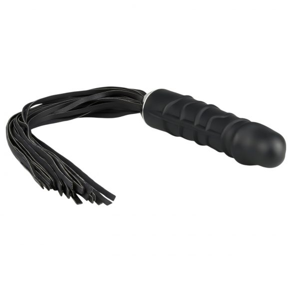 Easytoys Flogger - bič i silikonski dildo u jednom (crni) 