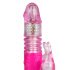 Easytoys - vibrator s rotirajućim kuglicama, potiskivač, poluga za klitor (roza) 