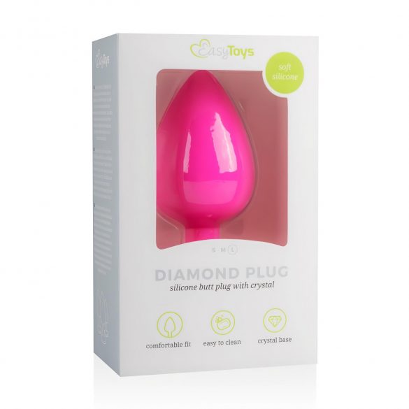 Easytoys Diamond - analni dildo od bijelog kamena (veliki) - ružičasti 