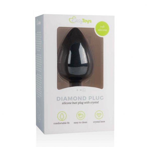 Easytoys Diamond - analni dildo od bijelog kamena (veliki) - crni 