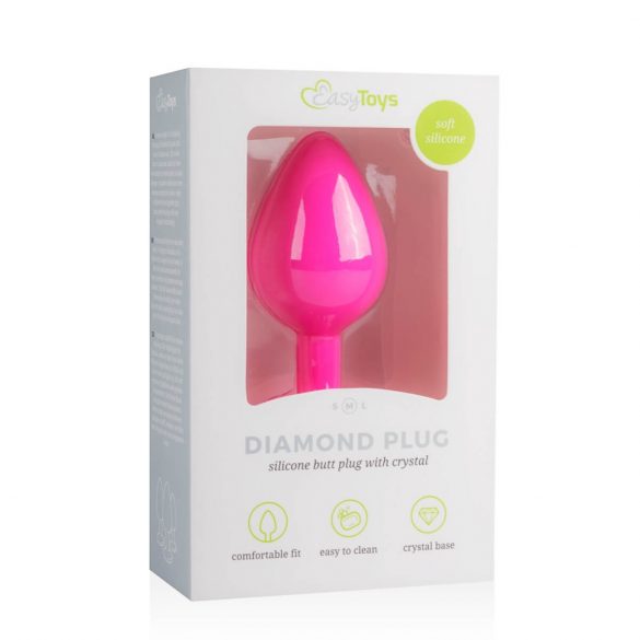 Easytoys Diamond - analni dildo od bijelog kamena (srednji) - ružičasti 