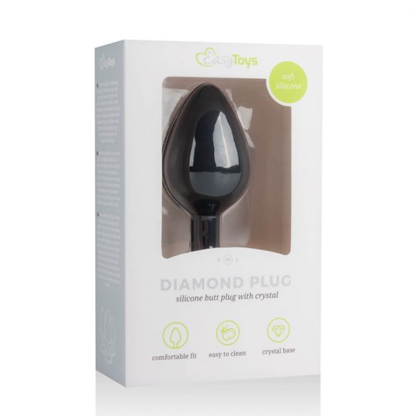 Easytoys Diamond - analni dildo od bijelog kamena (srednji) - crni 