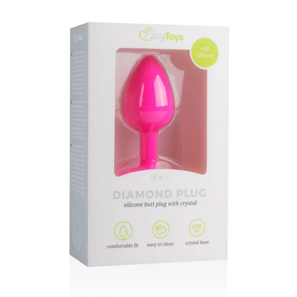 Easytoys Diamond - analni dildo od bijelog kamena (mali) - ružičasti 