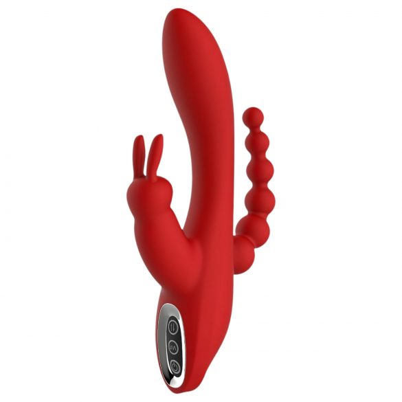 Red Revolution Hera - punjivi, vodootporni vibrator s 3 zupca (crveni) 