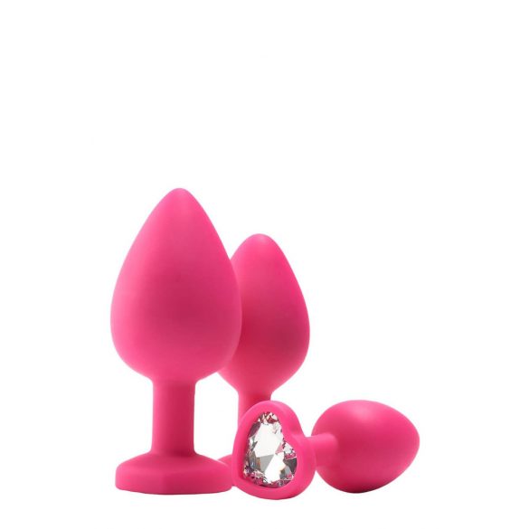 Flirts set za analni trening - analni dildo set (3 kom) - roza 