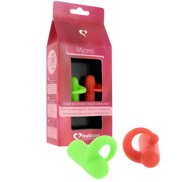 FEELZTOYS Mycero - set vibratora za prste - zeleno-crveni (2 kom) 